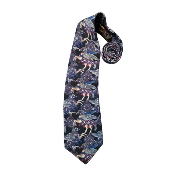 Vtg Silk Tie The Metropolitan Museum of Art Pegasus Horse Artsy Retro Canada - Picture 1 of 8